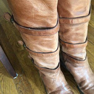 BCBG GENERATION KNEE HIGH BOOT LEATHER BROWN SIZE 8B US;  EU SZ 381" FLAT HEEL